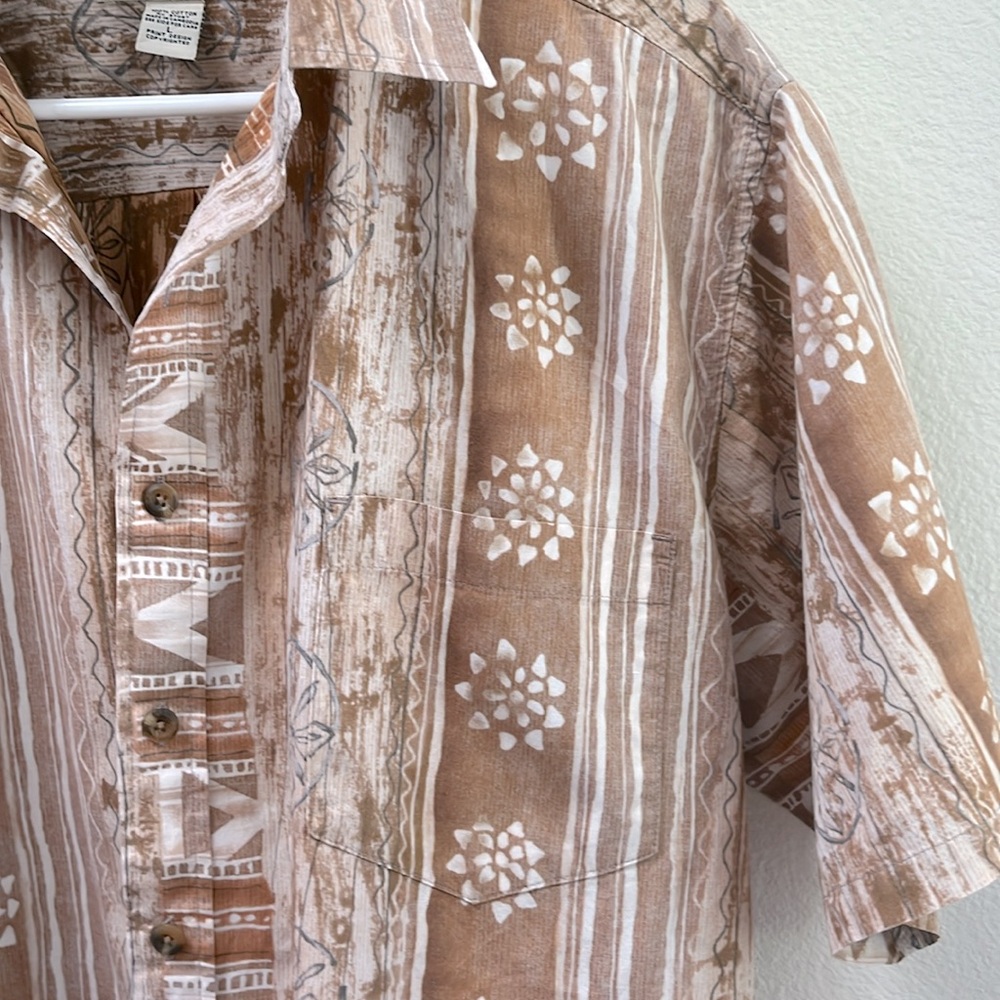 Cooke Street Honolulu Vintage Cream Button Down Beach Hawaiian Shirt, Size Large - Picture 4 of 12